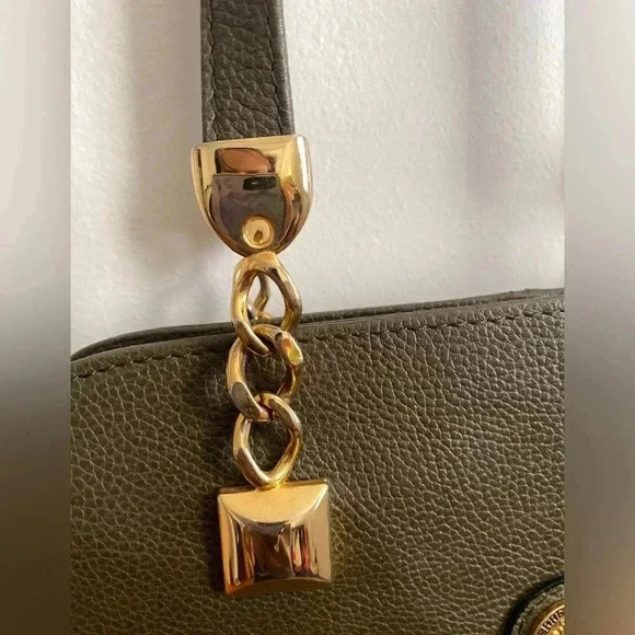 BALMAIN Vintage Leather Hunter Green Purse - Picture 11 of 15